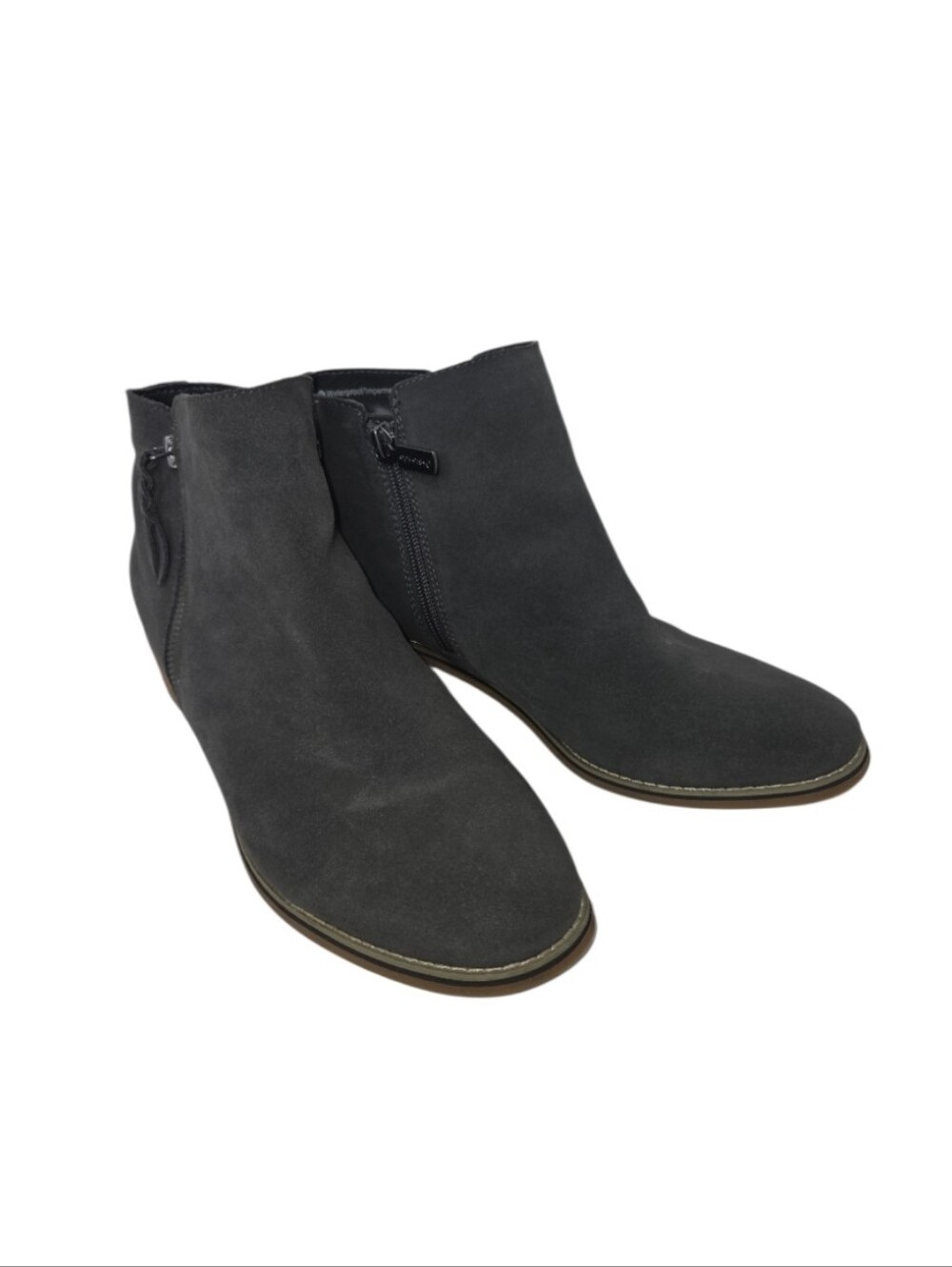 Blondo Gray Suede Waterproof Side Zip Ankle Boots Size 11 M